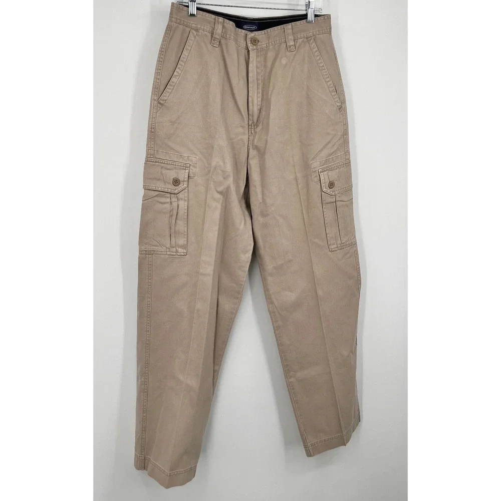 Sideout Mens Vintage Khaki Cargo Pants 32x34 Tan Cotton Straight Leg Twill